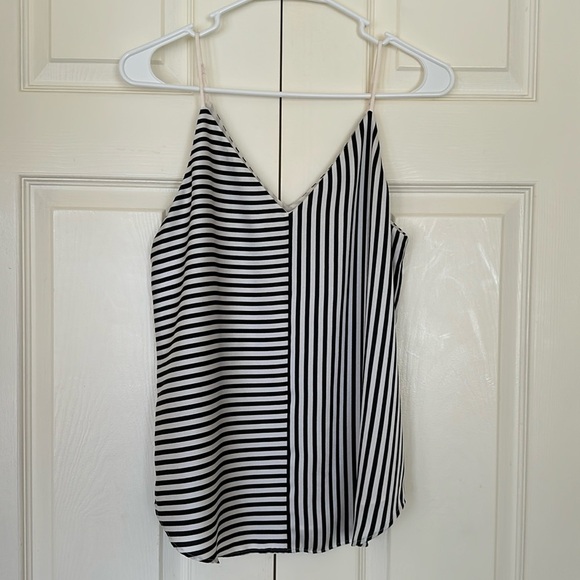 Express Black and White Striped V-Neck Downtown Cami Size S - Picture 1 of 3
